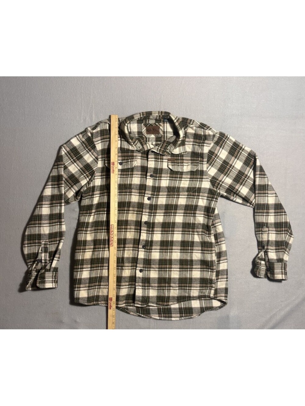 Orvis Men's L Regular Plaid Flannel Long Sleeve Button-Up Shirt Pockets Green - Picture 4 of 8